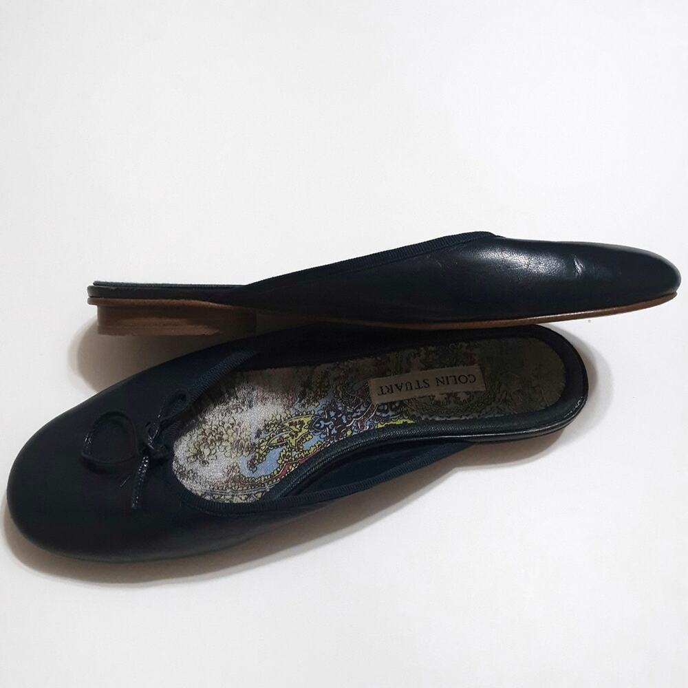 Colin Stuart leather navy slides sz 5.5 mules